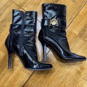 Gucci Patent Leather Shield Ankle Boots Size 8